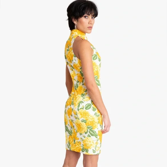BLACK HALO Yellow Floral Dress Size 6 - Picture 2 of 9